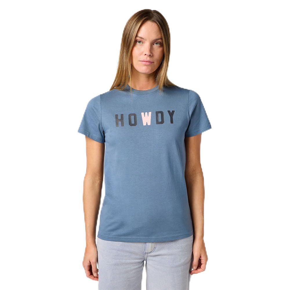 Wrangler Women's Graphic Tee T-Shirt, Blue (Dusty Blue), S
