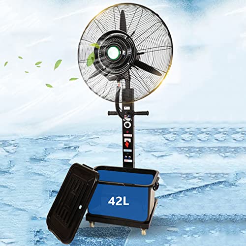 HMASNSEIY Ventilador Industrial de enfriamiento por aspersión con 3 velocidades y Tanque de 42 L, Ventilador eléctrico Resistente para Patio, Garaje o Espacio de Trabajo (55 cm/21,7 Pulgadas)