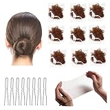 DYSWTUE 50 Stück Einzeln Verpackte Unsichtbare Braune Haarnetze und 30 Stück U-Förmige Haarspangen, Unsichtbare Elastisches Feinmaschig Nylon Haarnetze, für Ballett-Dutts