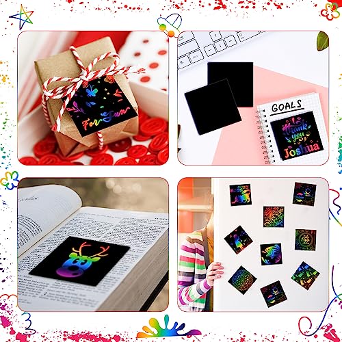 Lenwen Scratch Cards Rainbow Note Scratch Pads with 20 Bamboo Stylus for Adult Paper DIY Paper Craft Kits Birthday Party Favors Supplies(Rainbow,500) - Image 5