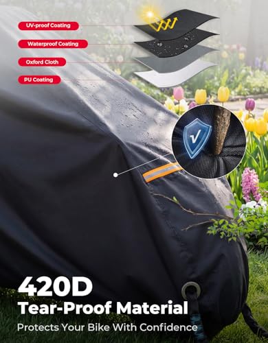 Cubierta para bicicleta de carga impermeable KEMIMOTO resistente 420D extra larga UV 3