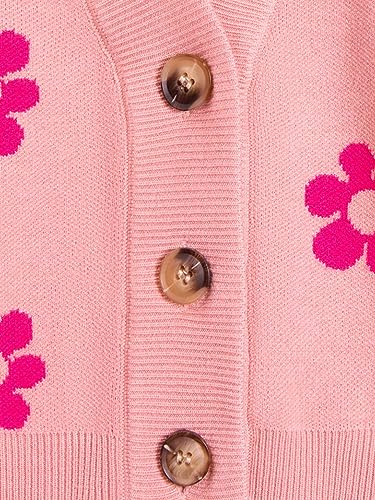 WDIRARA Girl's Floral Printed Button Front V Neck Long Sleeve Casual Cardigan Sweaters4