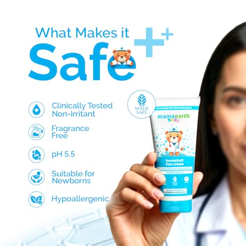 Image of Mamaearth Baby DermaSoft Face Cream with SensiCareComplex for Baby's Sensitive Skin - 80gms | Co-created with Dermatologists for Newborns | Enriched with SensiCareComplexTM for Baby's Sensitive Skin | Safe and Non-irritant formula*