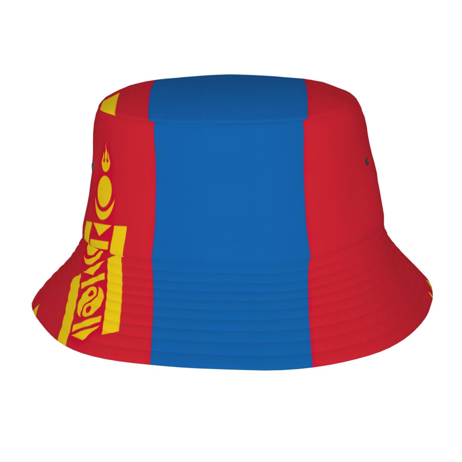 CHAbu Mongolian Flag Bucket Hat Wide Brimmed Sun Hat Fisherman Cap Foldable Summer Beach Travel Outdoor Golf Hiking Black