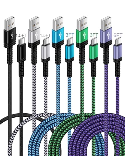 5Pack AILKIN USB to USB C Charger Cable for iPhone 15/15 Pro/15 Pro Max/15 Plus, Fast Charging Android Samsung Galaxy S23 Ultra S23+ S22+ S22 USBC Type-C Cables Pixel 8 Pro 8 7 7a, Auto Car Multi Cord