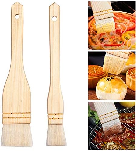 Homo Trends 4Pcs Pastry Brushes for Baking, Oil Brush for Cooking Natural Bristle Basting Brush Varnish Brush for Wood Kitchen Grilling Baking, BBQ
