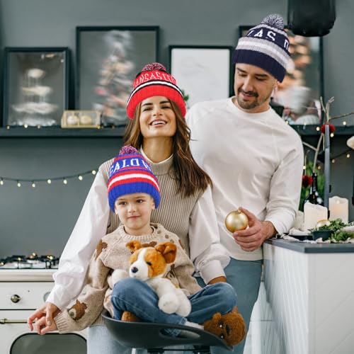 Gorro clássico de tricô City Football com punho e gorro de caveira Pom Toque, Vermelho, Tamanho Únic