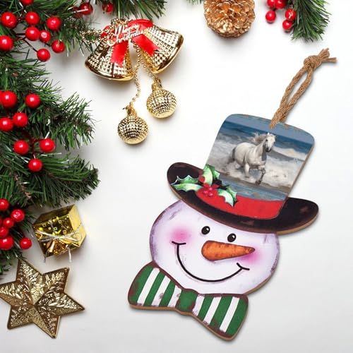 Decoration de Noel vintage sapin cheminee et panneau bois cheval blanc