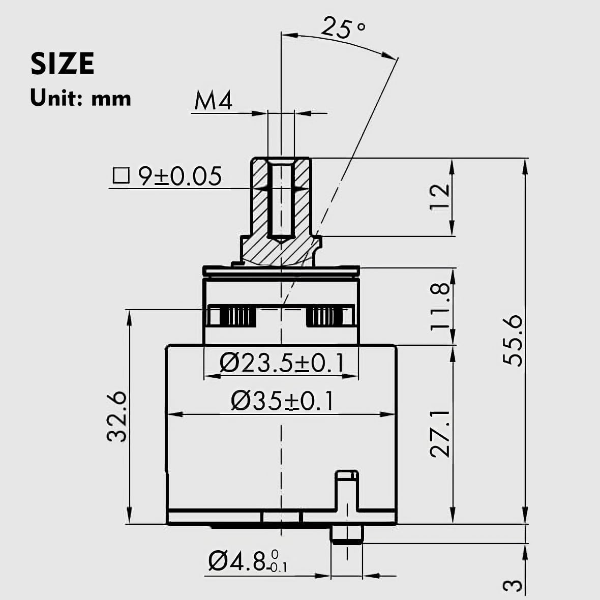 Kerox K35A Faucet Cartridge, Replacement Cartridge Compatible with La Torre, Gerber, Danze & Moen, Single Lever Shower Tub Repair, KN35A 35mm 1 3/8" Mixer Tap Cartridge Replacement (1 Pack)