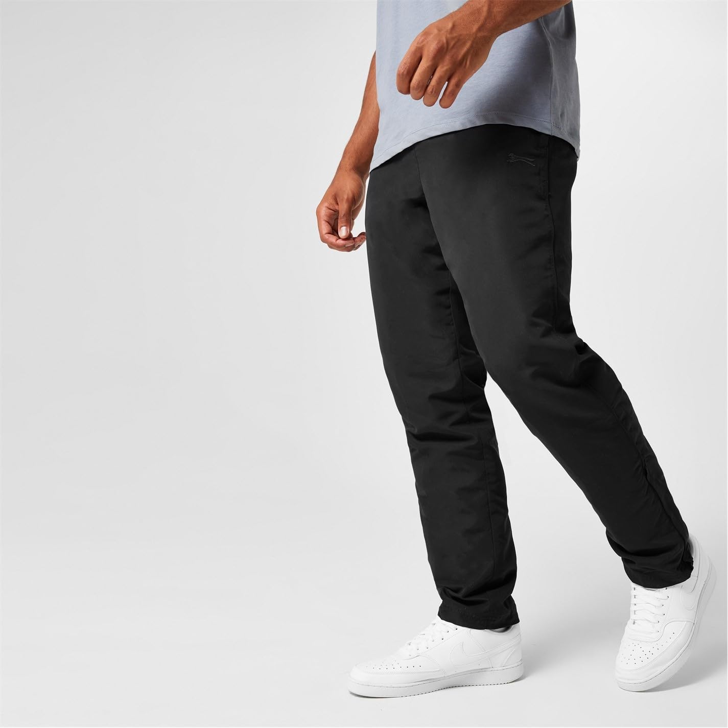 Slazenger Męskie spodnie dresowe z otwartym brzegiem z kieszeniami, Czarny, XXS