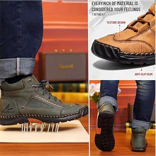 Hillde Orthopedic Shoes for Men, Hillde Shoes, Men's Casual Leather Handmade Non-Slip Arch Support Loafers, Fashion Mid-top Ankle Chukka Boots for Walking and Driving3