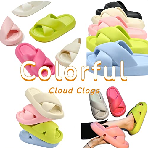 AuraGlor Cloud Comfy Slippers for Women Cross Band Thicken Sole Pillow Slippers Cute Cushion Slides Quick Drying Soft Foam Non-Slip Bathroom Slides Sandals Lightweight EVA Cozy Indoor and Outdoor2