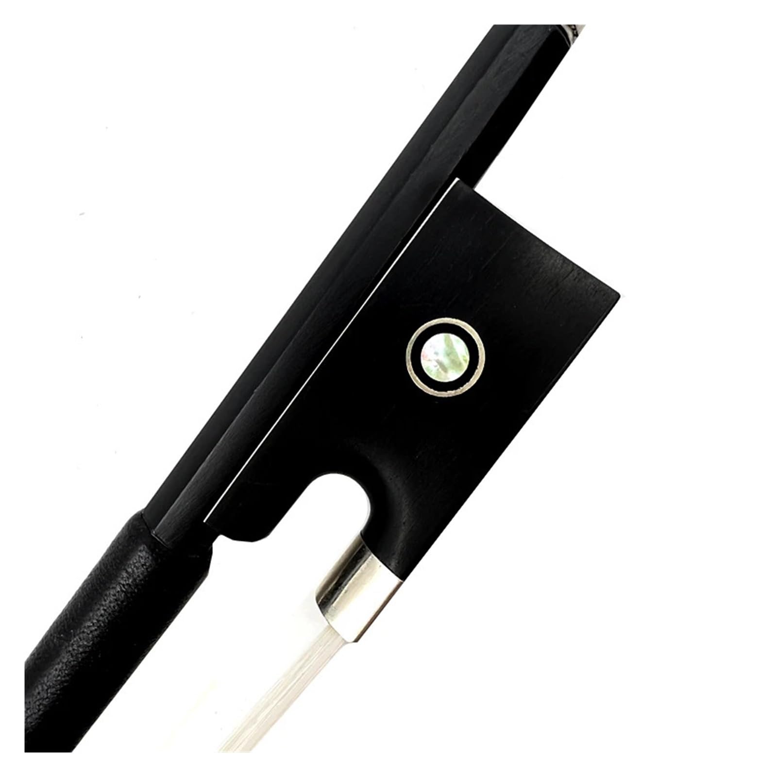 4/4 3/4 1/2 1/4 AAA arco de violín de fibra de carbono pelo de lazo blanco Natural abulón recto arco de ébano Rana violín arcos parte(4-4 violin bow)