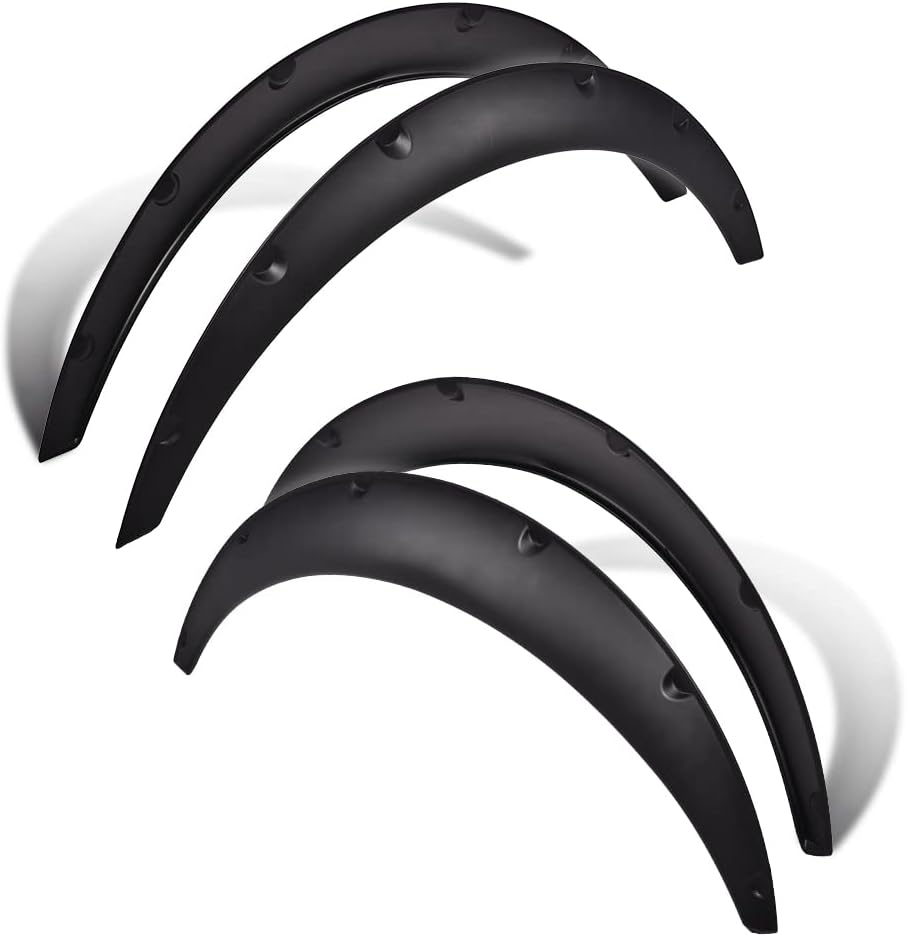G-PLUS Black Universal Fender Flares, Durable Polyurethane Extra Wide Auto Car Body Kit 23.4"*9.6" 2pcs+25.2"*10.8" 2pcs