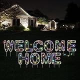CZQEPMB welcome home yard sign with Stakes and Colored LED Lights - 15" Large Size Light Up Letters