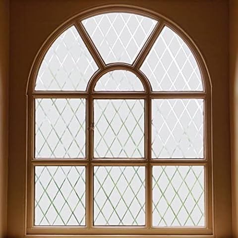 FEOMOS Frosted Lattice Window Film, Window Privacy Film, Decorative Window Cling Non Adhesive, Frosted Glass Film for Windows Doors UV Rejection 44x200cm Cover