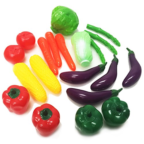 Apontus Toy Pretend Play Life Sized Bag of Vegetables Playset Cooking Bright Colors Chef