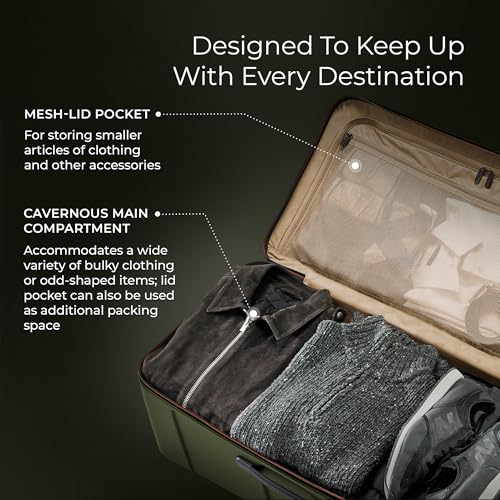 Image of Briggs & Riley 32 inch Extra Large Trunk Spinner - Checked Luggage for Travel, Suitcases with Wheels, Hardside Rolling Bag for Men & Women, Self-Repairing Zipper - Torq Collection, Hunter Green