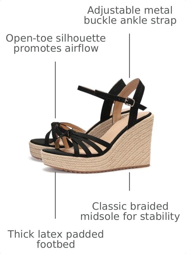 Image of VICKI.VICKI Wedges for Women Platform Sandals Wedge Heels for Sandals Comfortable Summer Espadrille Shoes Ankle Strap&Open Toe
