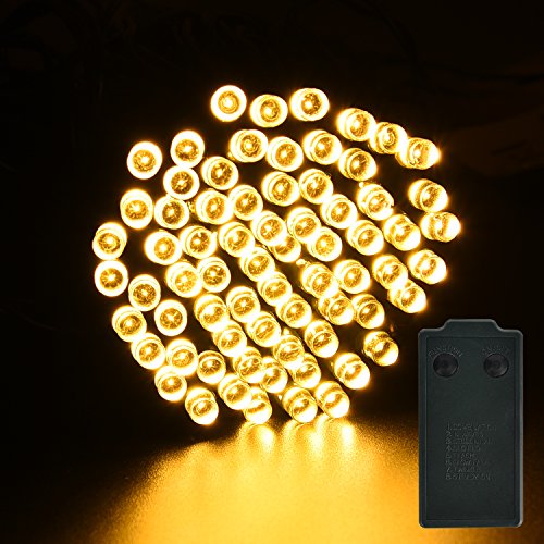 LightsEtc 72 LED 32ft Warm White String Lights Fairy Battery Operated Light Automatic Timer 8 Modes