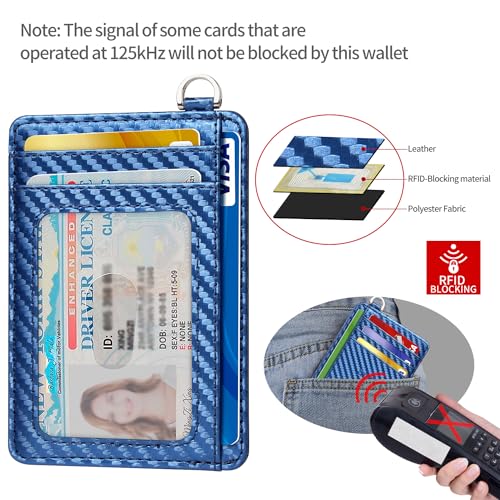 Image of Slim Minimalist Front Pocket Wallet, RFID Blocking Credit Card Holder Wallet with Detachable D-Shackle for Men Women