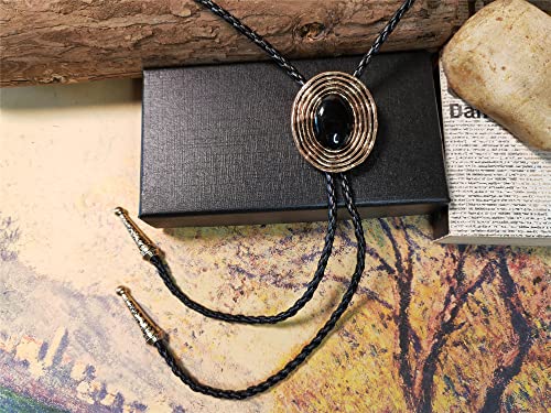 Image of Turquoise Agate Granite BOLO Tie for Men Women Leather Wedding Necklace Western Cowboy Necktie