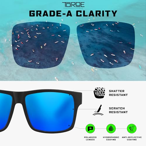 Image of TOROE Classic RANGE TR90 Frame Polarized Unbreakable Sunglasses with Hydrophobic Coated Polycarbonate AR Lenses