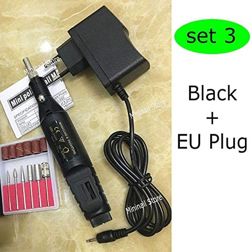 STORE99® Mini Nail Power Drill Set 6bits Electric Drills Manicure Styling Art Tool Pedicure Filing Shaping Feet Care Product: Black – EU Plug