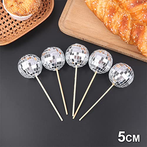 10 PCS Disco Ball Cupcake Toppers 5,31in Disco Ball Cake Toppers 1970 Disco Ball Decorações de bolo