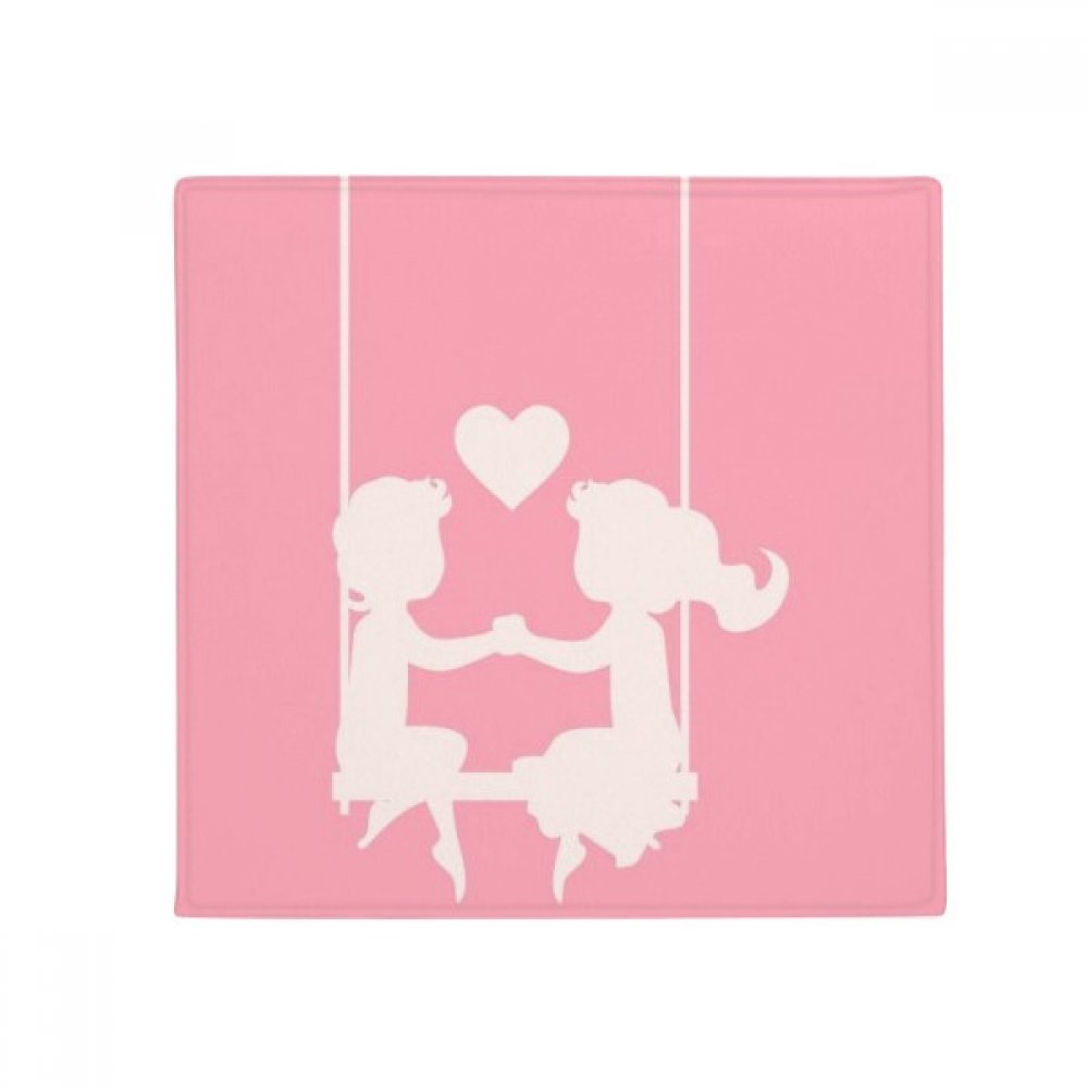 Tapis de sol anti-dérapant Rose Garçon et Fille Saint-Valentin 50x50cm pour salon