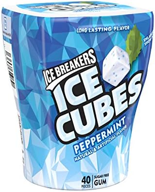 ICE BREAKERS ICE CUBES PEPPERMINT CHEWING GUM SUGAR FREE CUBE RP 40 CT - 0034000008431