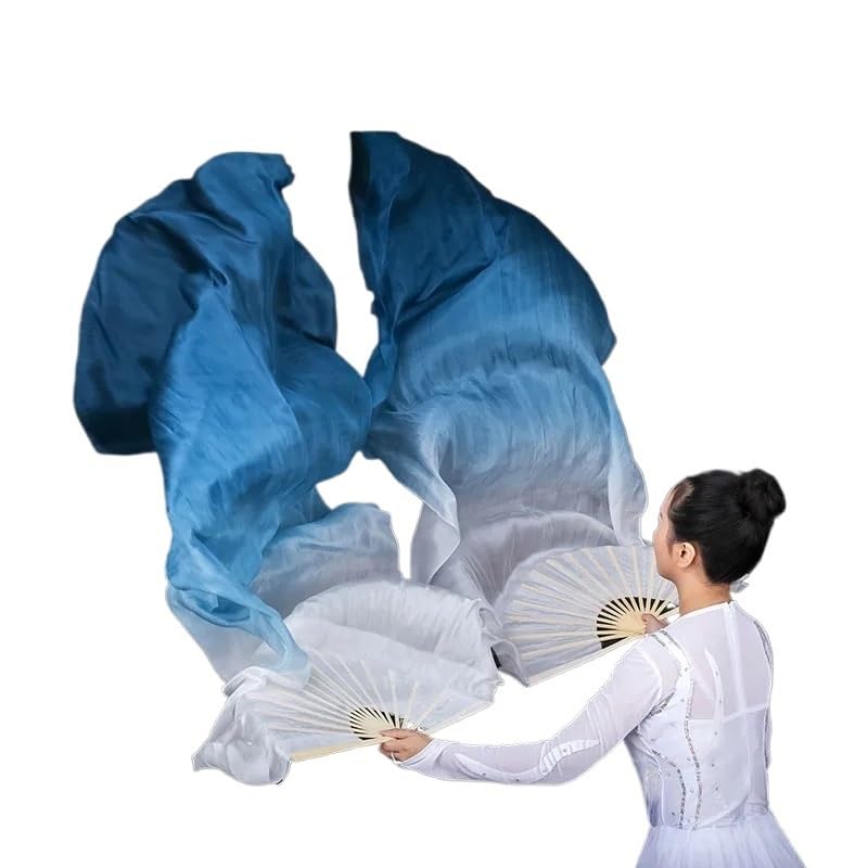 Voiles d'éventail en soie de 180cm, accessoires de danse du ventre fluides
