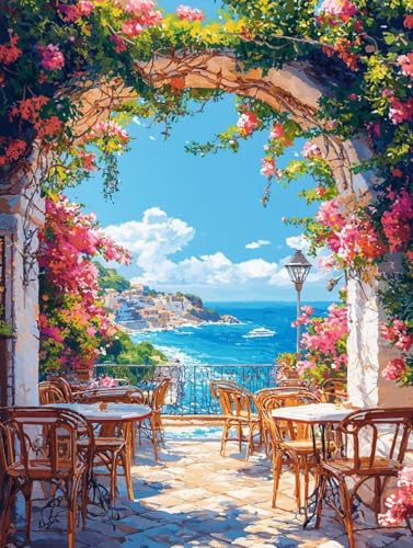Diamond Painting fleur lac pour adulte : kit complet de broderie diamant 70x95cm s-308