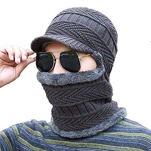 BTfash Winter Knit Neck Warmer Scarf and Set Skull Cap for Men Women/Winter Cap for Men (2 Piece Combo)