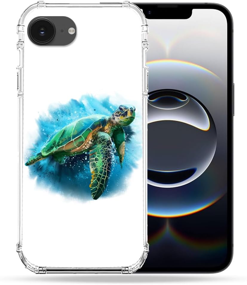 Cokitec Reinforced Shell Case for iPhone 16e Animal Turtle White Multi-Coloured