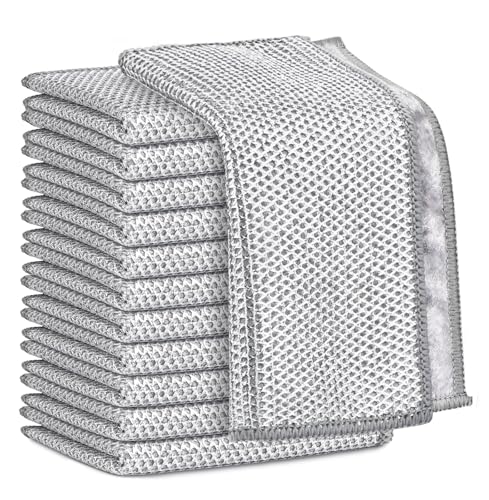 AIDEA Non Scratch Wire Dishcloth 12PK, Wire Dishwashing Rag for Wet and Dry, Dual Sided, Washable Dish Rags, Cleaning Pads Steel Scrubber for Cookware, Sinks, Dishes, Stove Tops, 7'×8'
