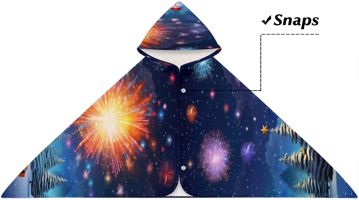 Pardick Kid Bath Towels Winter Snowman Firework Kids Towel with Hood for Girls Boys Beach Towel Pool Cover Up Soft Absorbent Toddler Hooded Bath Towel for Shower, Beach, Pool