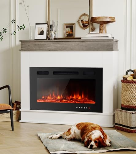 MachenFlame Electric Fireplace with mantel, Freestanding Fireplace Heater. - Image 6