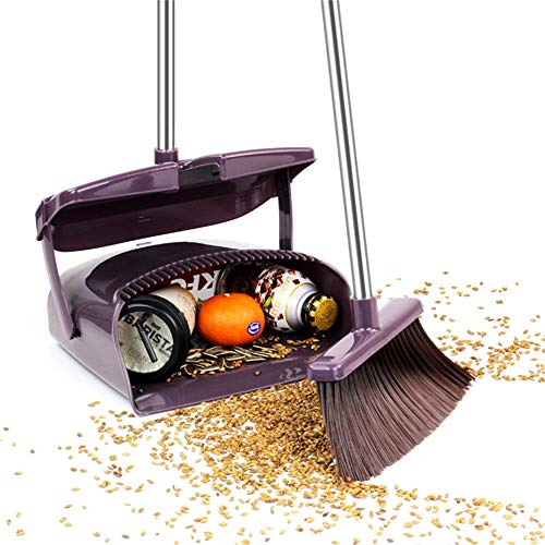 ZWEBY Kehrbürste Indoor Kammzahn Besen Kehrschaufel Set Reinigungsbesen Kombi für die heimische Küche (Farbe : Lila, Size : 63x61x40cm) – Bild 3
