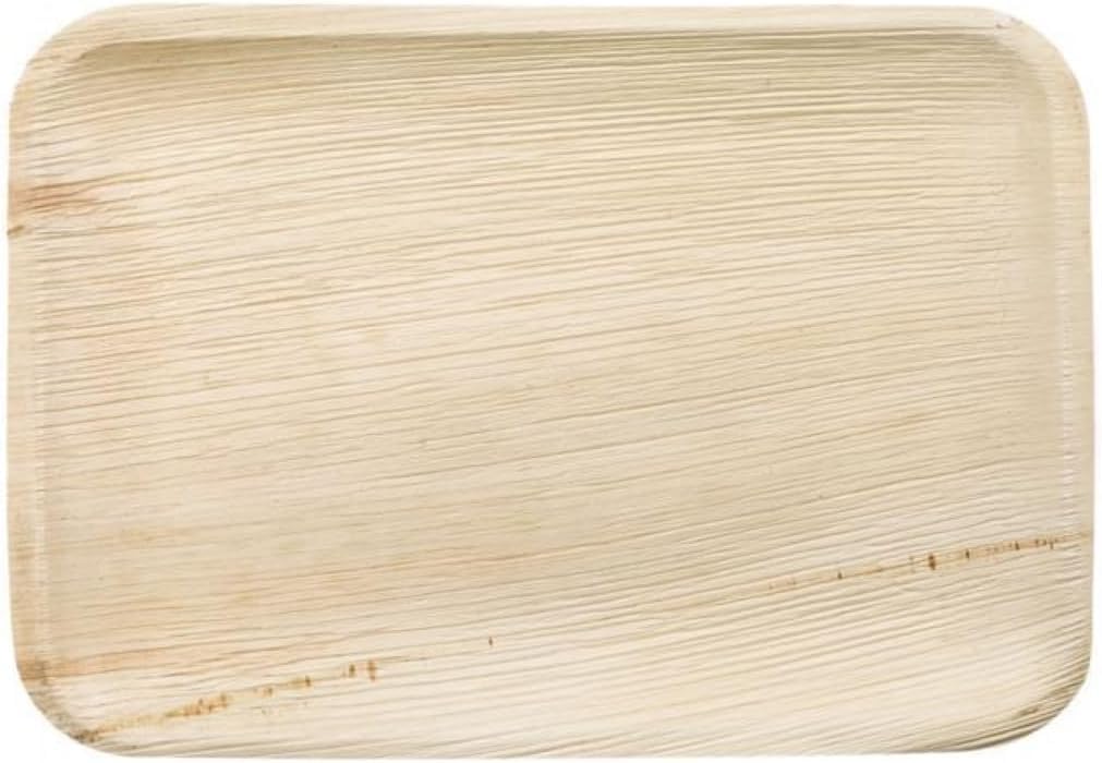Lot de 25 plateaux de service jetables, écologiques et biodégradables en feuilles d'arec, grands de (25, Moyen10 inch(25cm)), plateaux en feuilles d'arec pour plats chauds