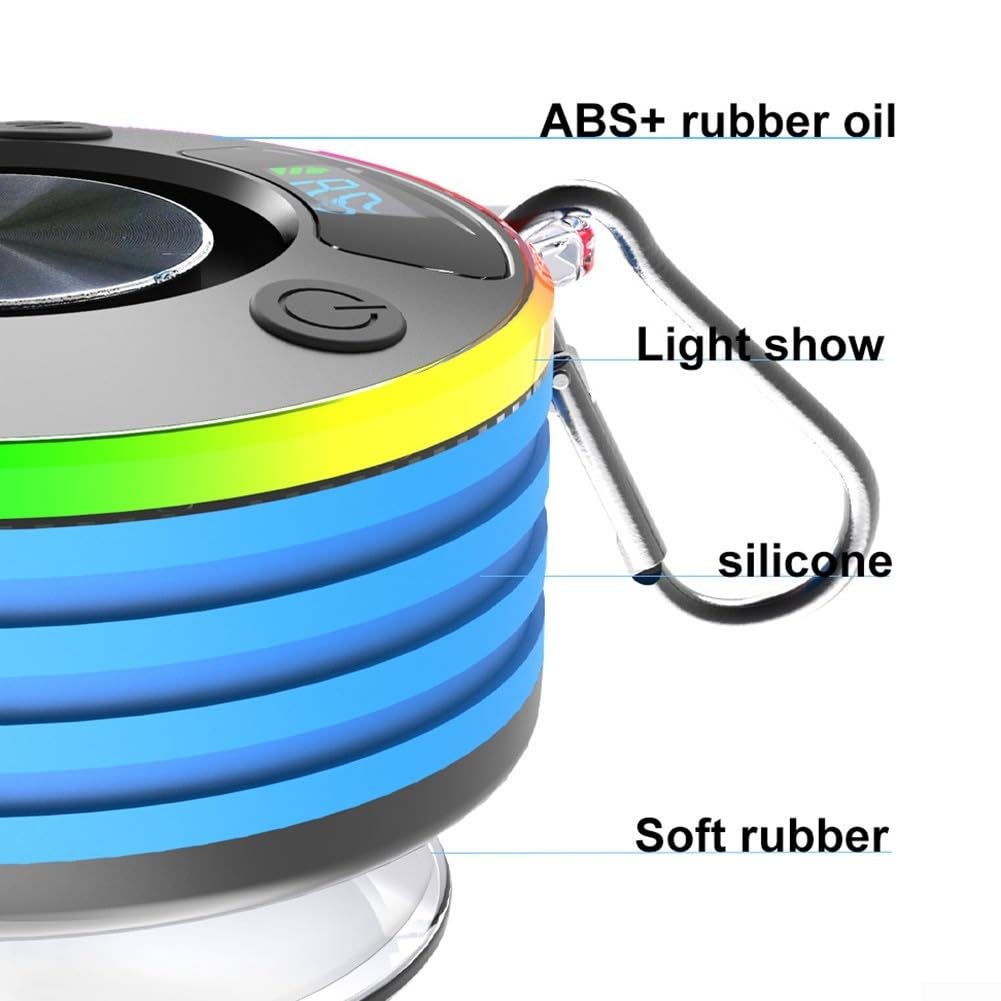 5 3 Radio de douche portable avec ventouse étanche pour le bain ou les activités de plein air (Noir)