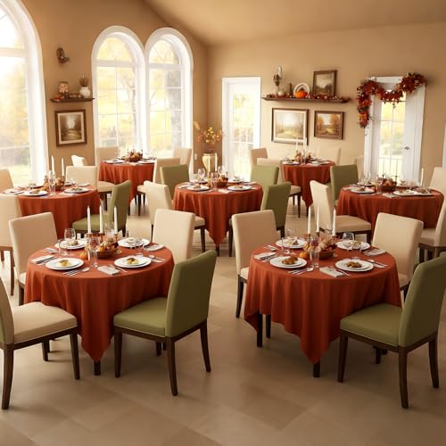 Image of sancua Square Tablecloths Fall Table Cloth, Rust, 85x85 Inch, 2 Pack