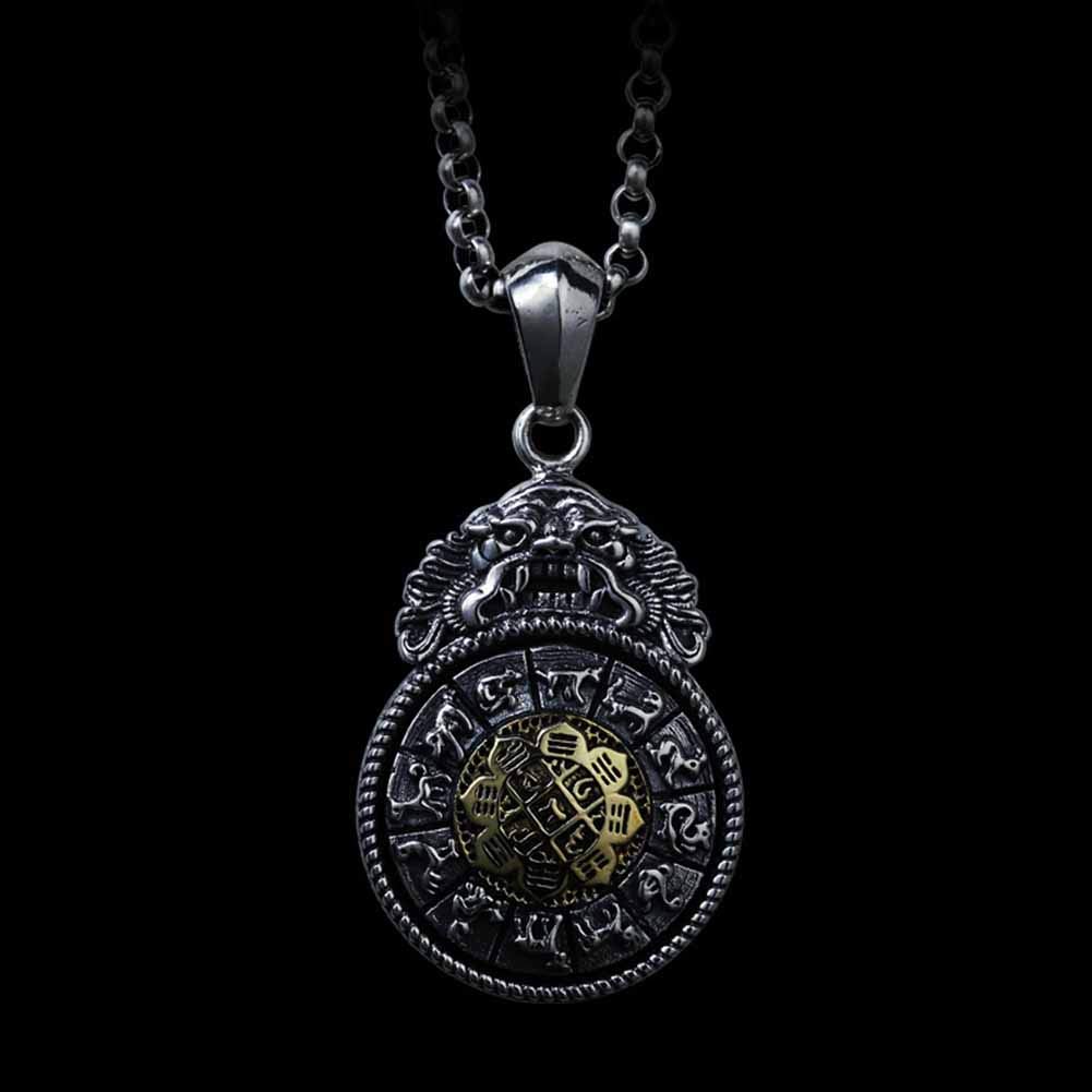 Männer Vintage Tibetan i Ching Spirituelle Wahrsagerin Om Anhänger Halskette von Nepal, Yoga -Schmuck, OZZKI,