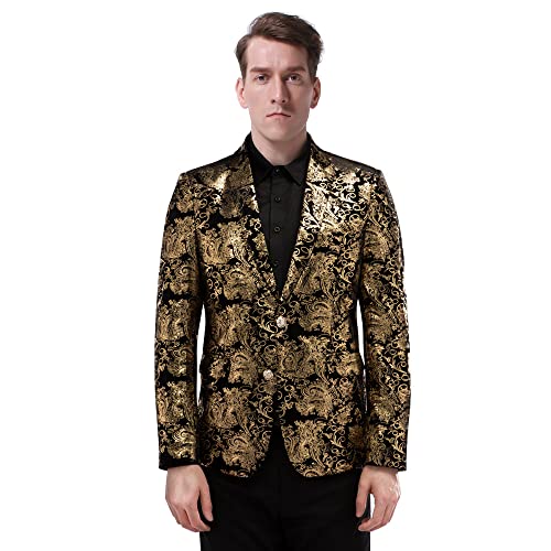 Allthemen Heren pailletten, colbert goud, glitterblazer, slim fit, bruiloft, smoking - Image 4