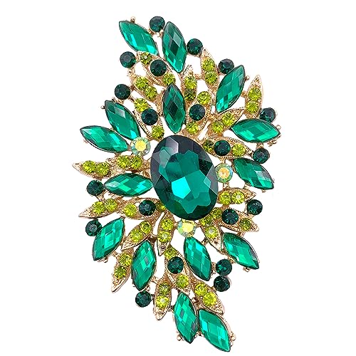 Image of SELOVO Big Large Leaf Brooches and Pins Scarf Decoration Gold Tone