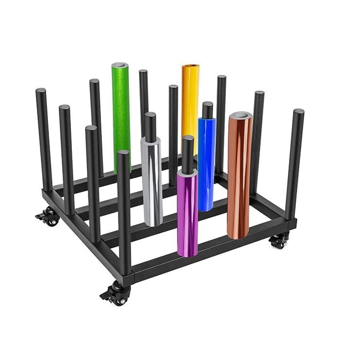 Scaffale portaoggetti in vinile, resistente, per 16 rotoli, supporto mobile in vinile con nucleo rotondo, soluzione organizzativa durevole per artigianato e forniture artistiche
