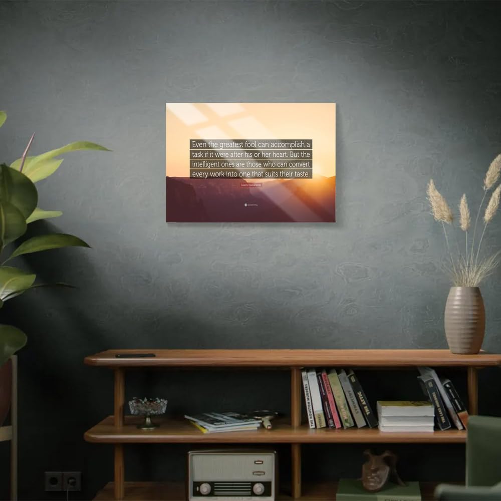 Wall Art | Acrylic Glossy Printed Frame|Home Decor for Living Room, Bedroom, Office, Study, Shelf (14x11inch) - Work Aligned With Heart