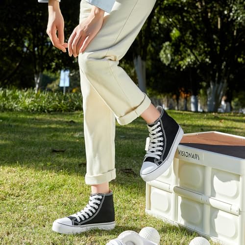 Image of ZGR Womens High Top Canvas Sneakers,Lace-up Canvas Shoes,Casual Tennis Walking Shoes