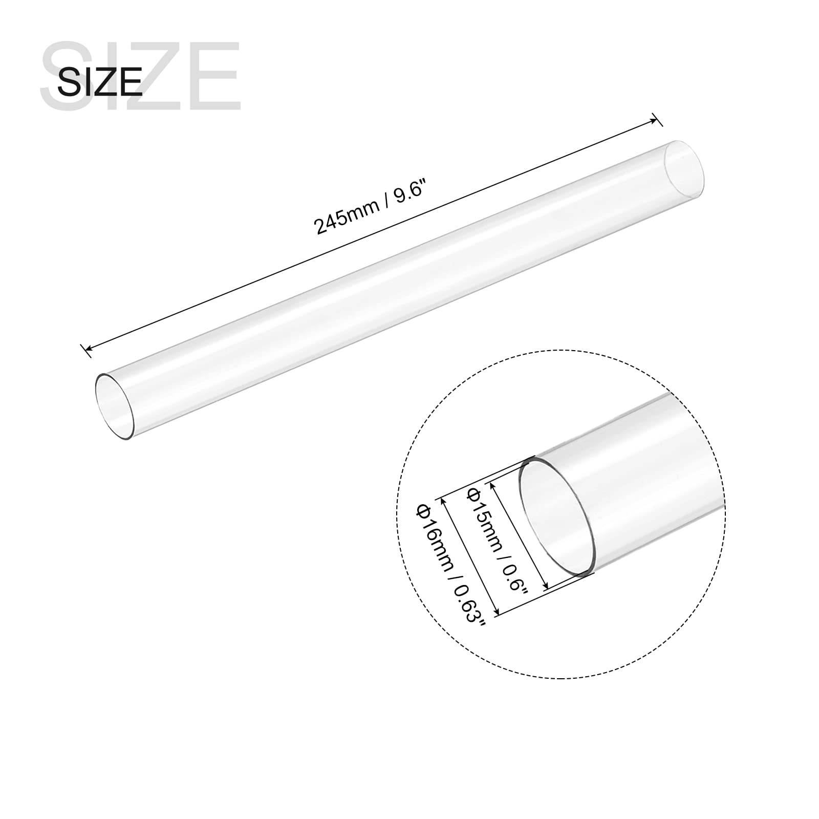 MECCANIXITY Clear Polycarbonate Rigid Tube - 3-Pack, 15mm ID, 16mm OD, 17" Length For DIY & Lighting