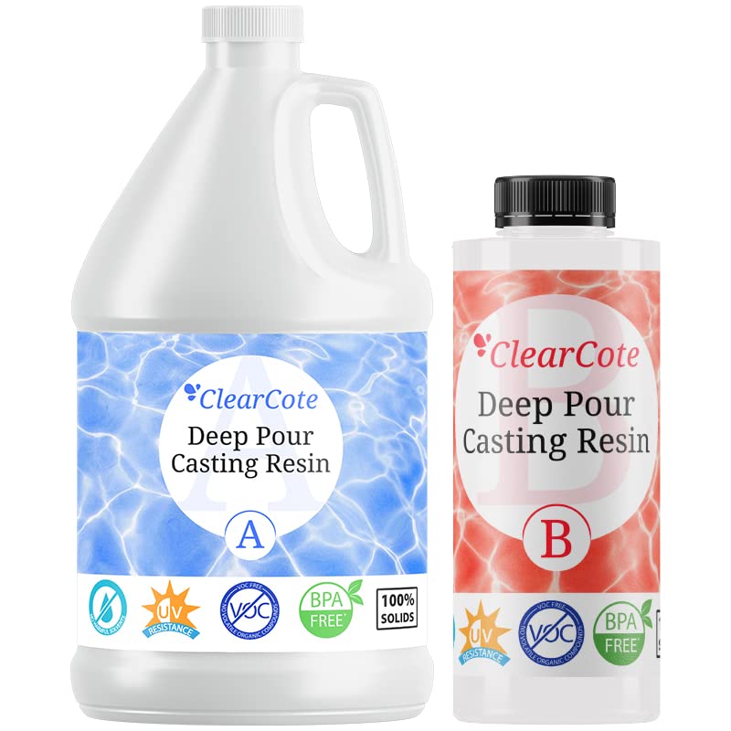 Clear Cote .75 Gallon / 96oz Deep Pour Casting Resin Kit - High Gloss Ultra Clear Two Part Deep Pour Epoxy for Flower Preservation, Woodworking, Inlays, Penetrating and Stabilizing!